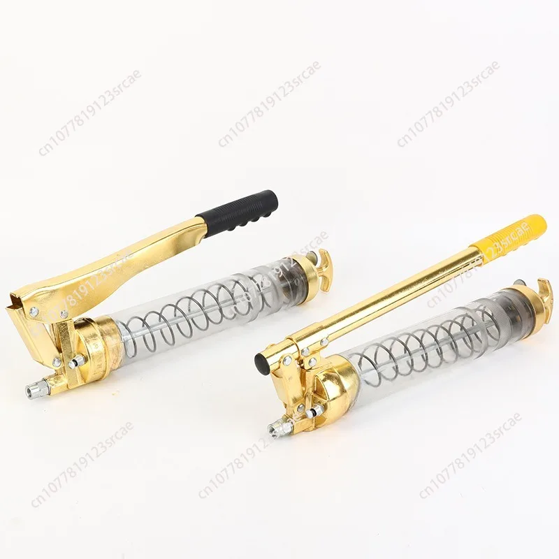 Gold-plated transparent single rod double rod round tube butter gun, excavator butter gun manual high pressure double pressure