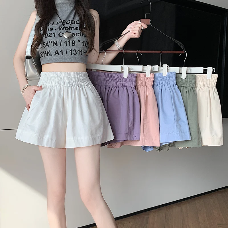 

2024 new version of internet celebrity Spicy Girl's high-end washed cotton fabric versatile high waisted shorts wide leg pants