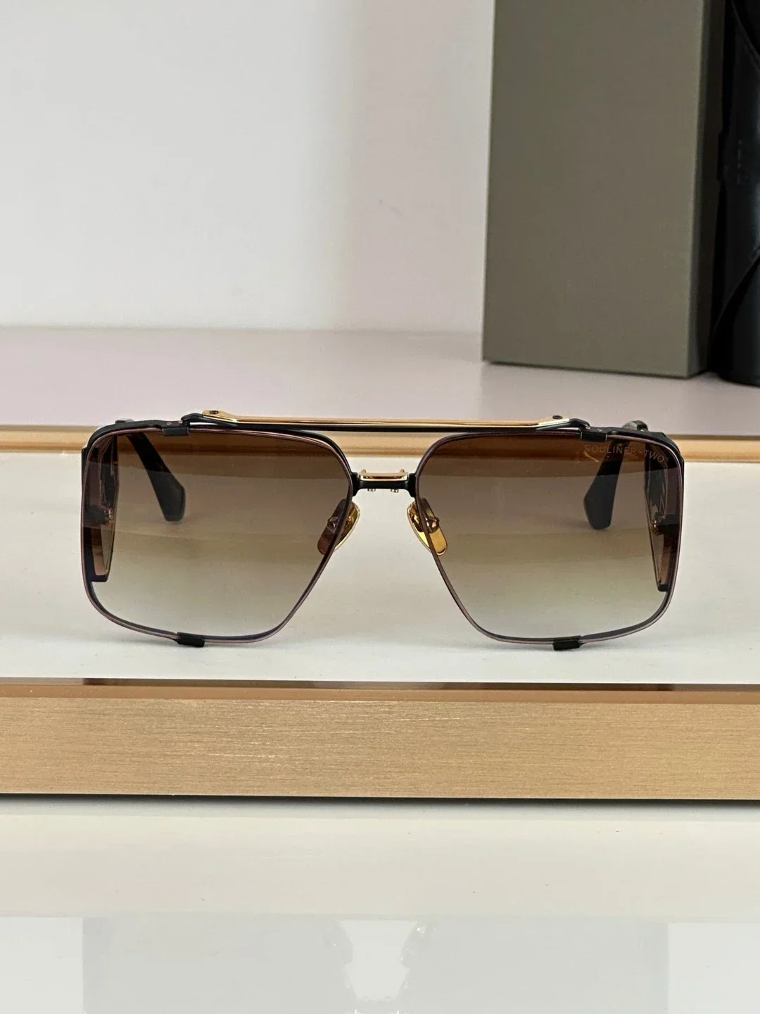 SOULINER-TWO Size 56-18 Top High Quality Sunglasses For Men Titanium Style Fashion Design Sunglasses For Womens With Box