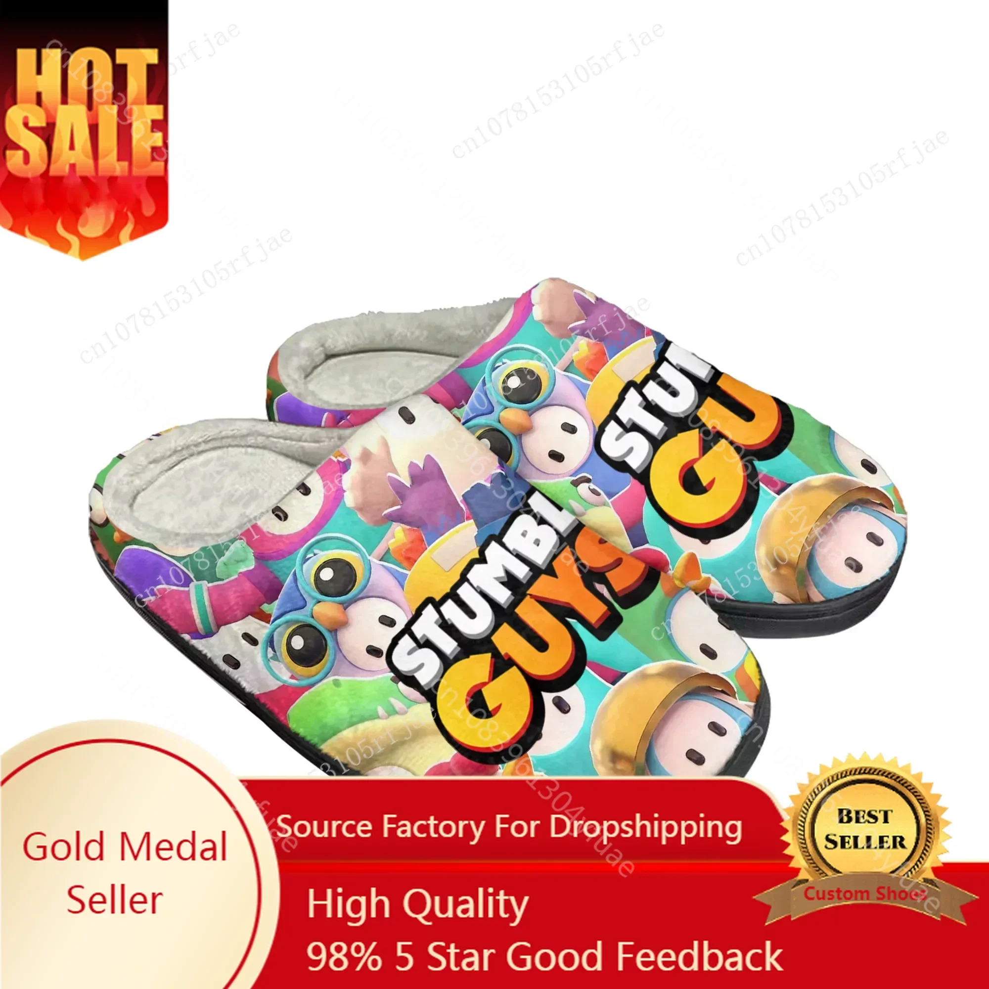 

Stumble Guys Home Cotton Slippers Hot Cartoon Game Mens Womens Plush Bedroom Casual Fashion Keep Warm Shoes Tailor Made Slipper