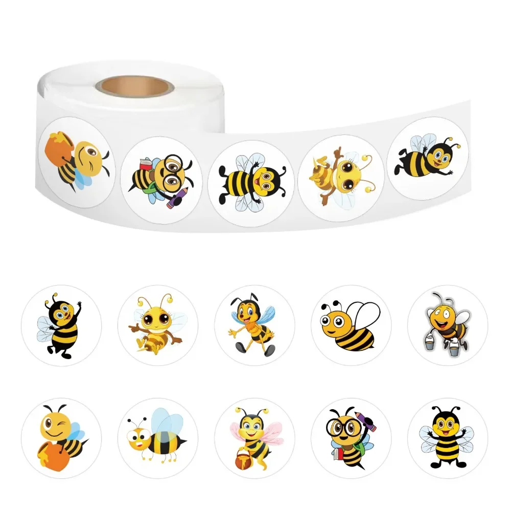 500pcs/roll Cute Cartoon Insect Honey Bee Stickers for Laptop Water Bottle Waterproof Graffiti Luggage Skateboard Vinyl Decals