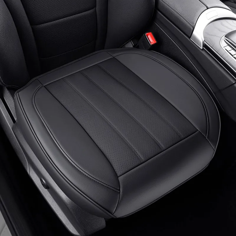 Breathable Driver\'s Front Seat Cover Luxury Leather Seat Protector Mat All Seasons Car Back Support Seat Cushion Headgear Cover