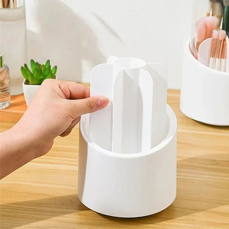 7 Grades 360 °   Caixa de armazenamento de maquiagem rotativa - Organizador de mesa para pincéis cosméticos, batom e caneta de sobrancelha