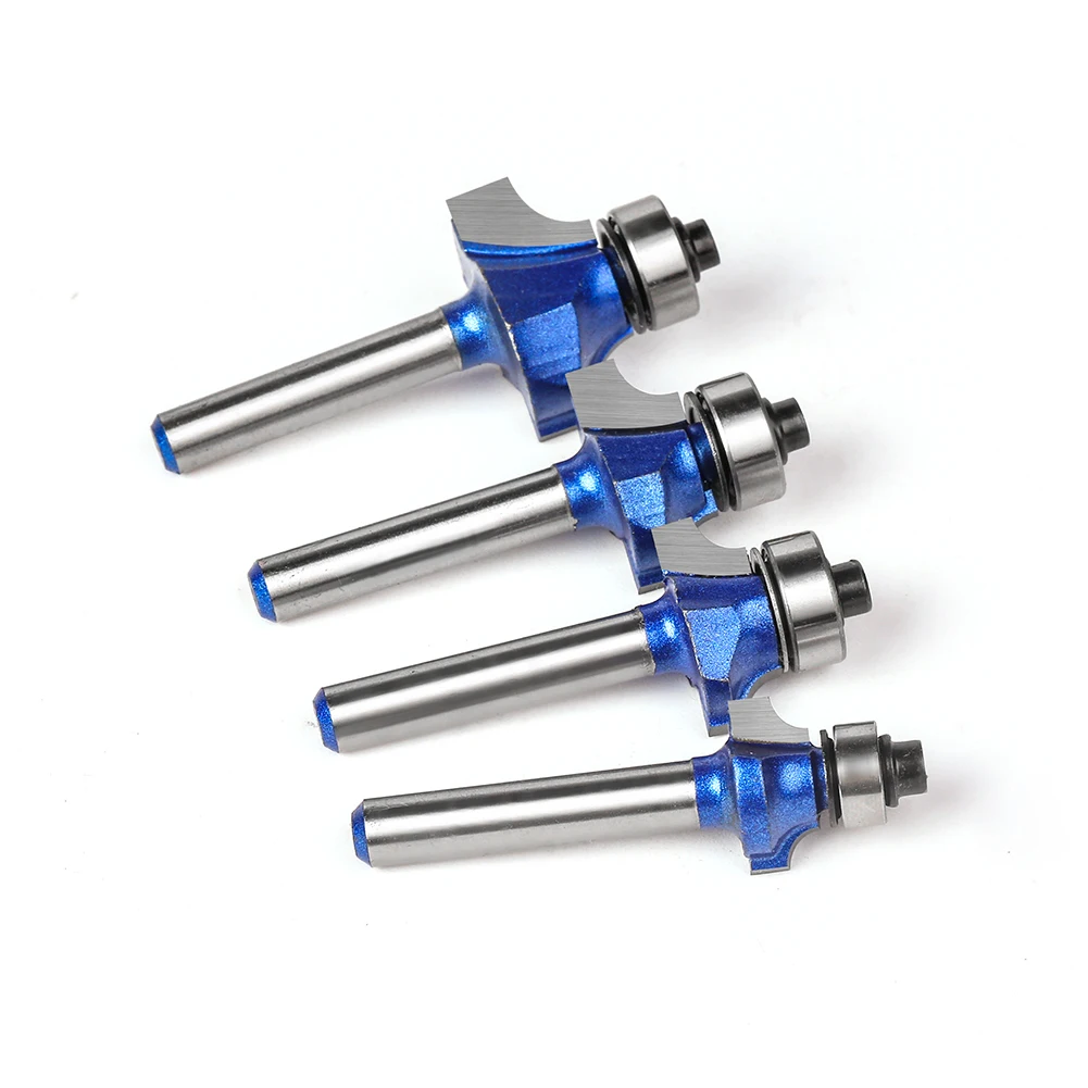 1/4 Inch Shank 6mm Shank Blue Roundover Router Bit Set Carbide Wood Router Bits for Woodworking