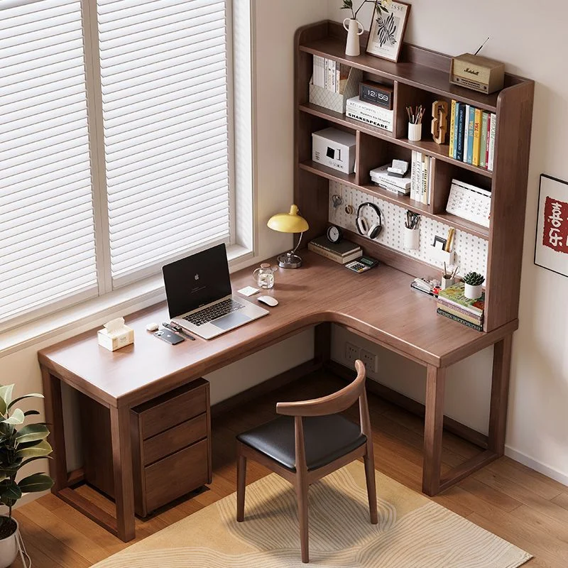 *Solid Wood Double Study Desk with Drawer Eco Friendly Wear Resistant Sturdy Writing Table Bedroom Student Home Office School Us