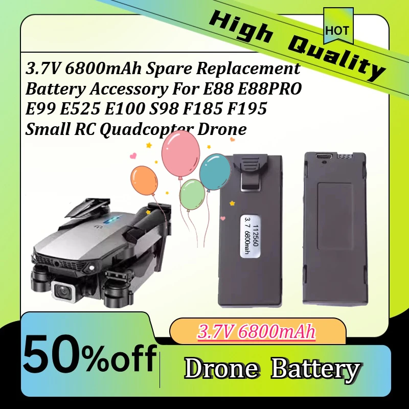 Accesorio de batería de repuesto de 3,7 V y 6800mAh para Dron cuadricóptero RC pequeño E88 E88PRO E99 E525 E100 S98 F185 F195