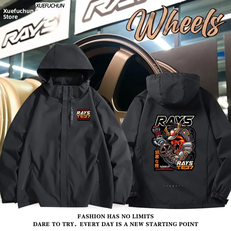 

RAYS TE37 Ступица колеса Modin Мужское американское Sle Jaet Ветрозащитное пальто из полиэфирного волокна с капюшоном на молнии Длинное пальто све