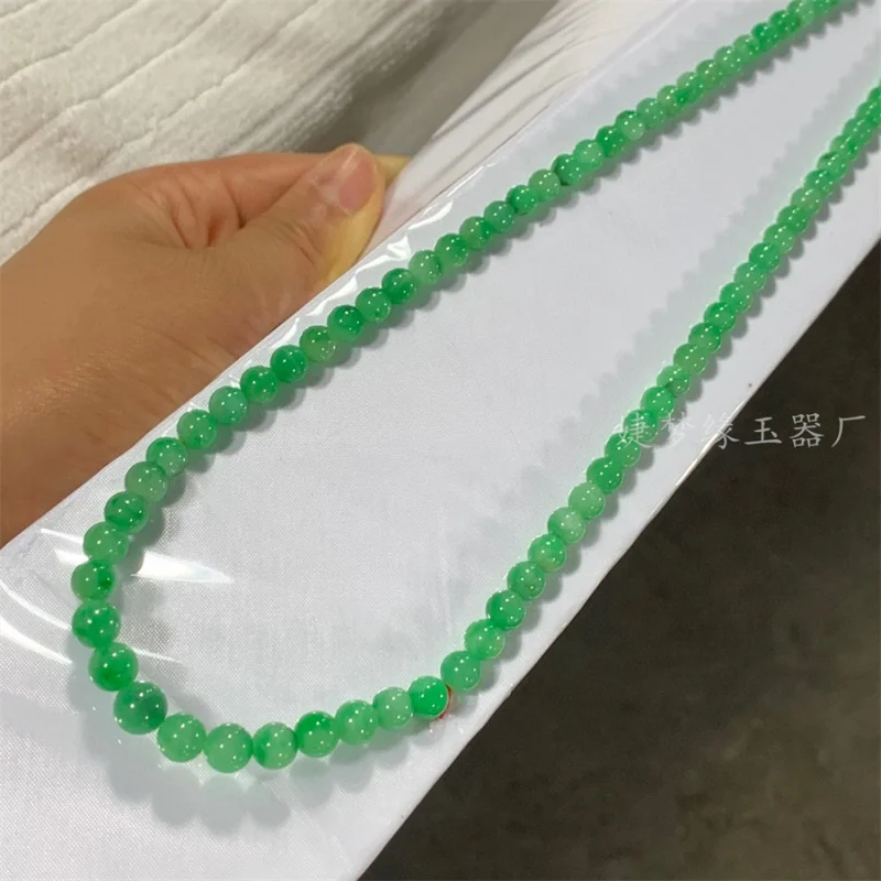 Thing One Picture Natural Myanmar a-Level Yang Green Graduated Strand Necklace Jade round Beads Sweater Chain