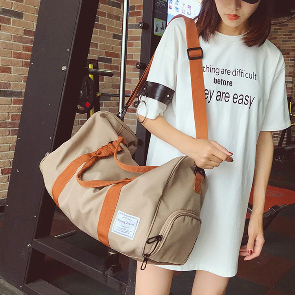 Travel Tote Women Men Handbag with Handle Oxford Cloth Zipper Closure Waterproof Shoulder Bag for Fitness Casual Business