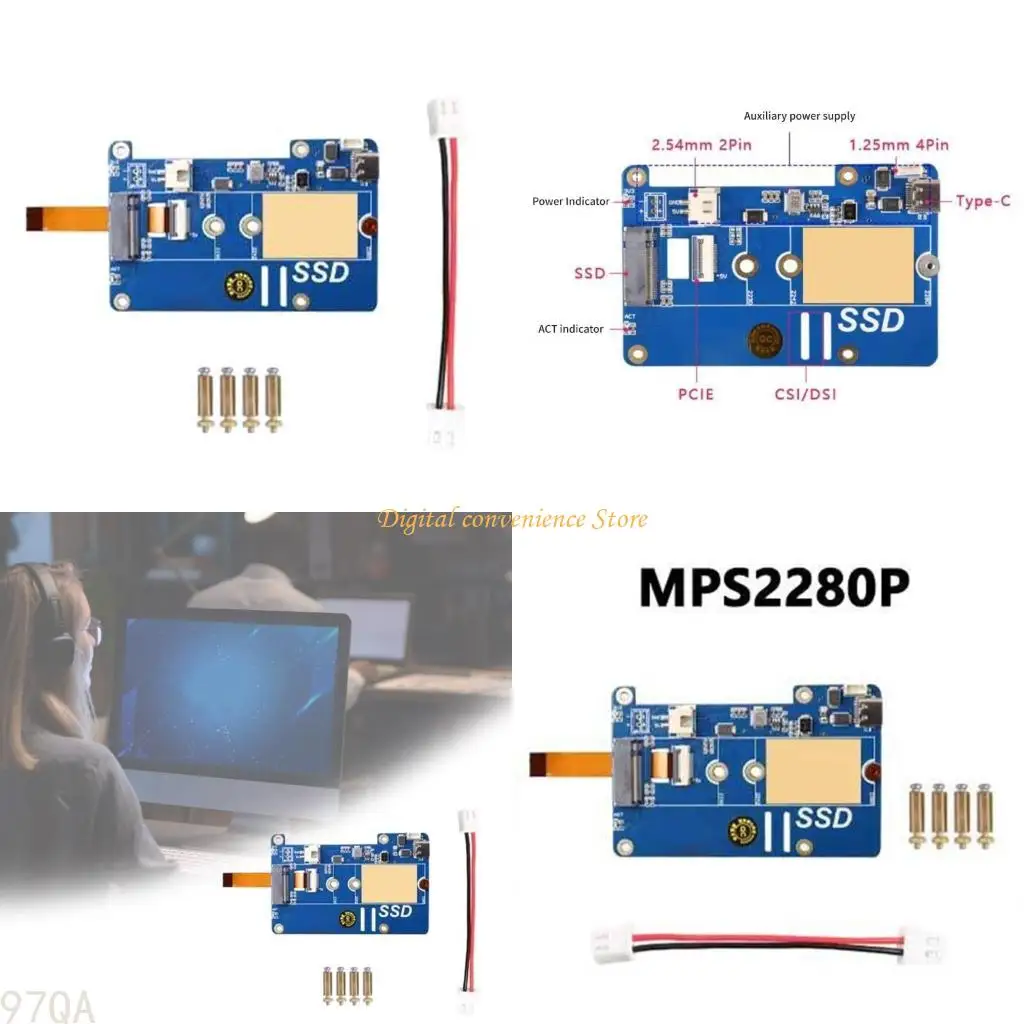 

97QA MPS2280P PCIE TO M.2 NVME SSD Плата расширения для RPI 5 с надежной властью
