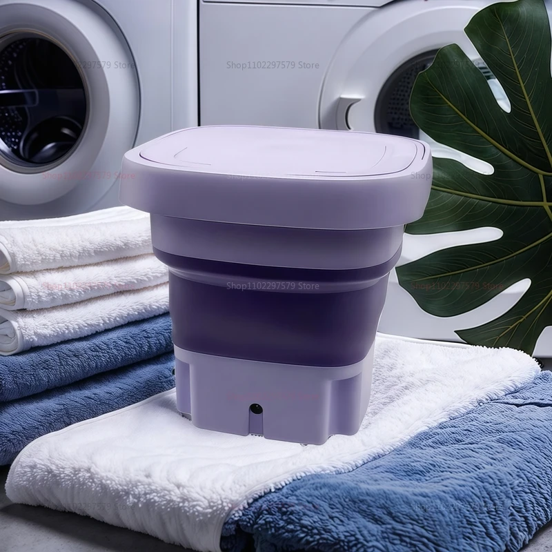 8L Portable Foldable Mini Washing Machine with Spin Dryer Compact Laundry Washer for Socks Underwear Household Laundry Bucket