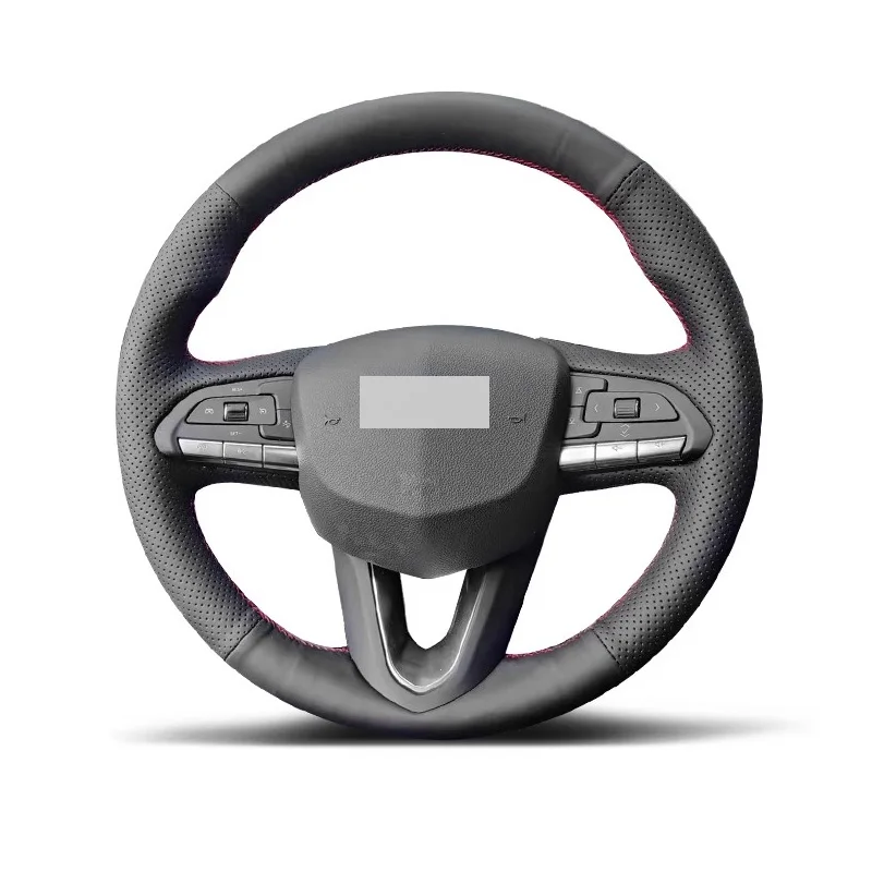 Genuine Leather Suede Steering Wheel Cover Red Thread Car Accessoires Specifically for Cadillac CT5 XT5 XT4 ATSL CT6 XT6 CT4