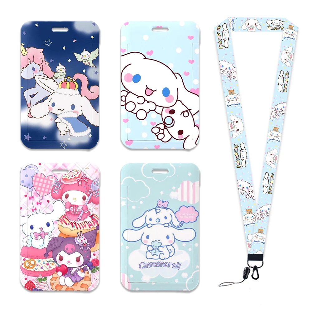 Fashion Cute Cinnamoroll Lanyard Sanrio Card Holder Credential Holder Keyring Mobile Phone Charm Accessories Gifts