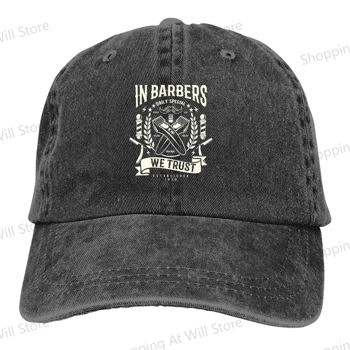 In Barbers We Trust Baseball Cap Men Women Sun visor  Retro Distressed Denim Sun Caps
