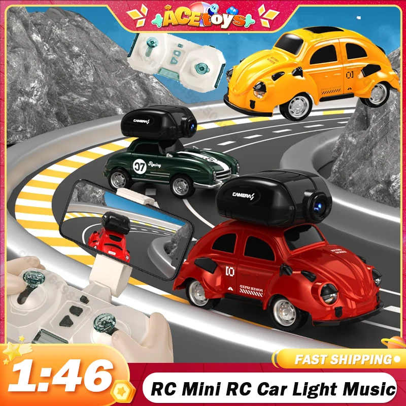 

RC Mini RC Car 1:46 Light Music Remote Control Racing Car Drift Real time Transmission Camera 2.4G Wireless FPV Toys for Boys