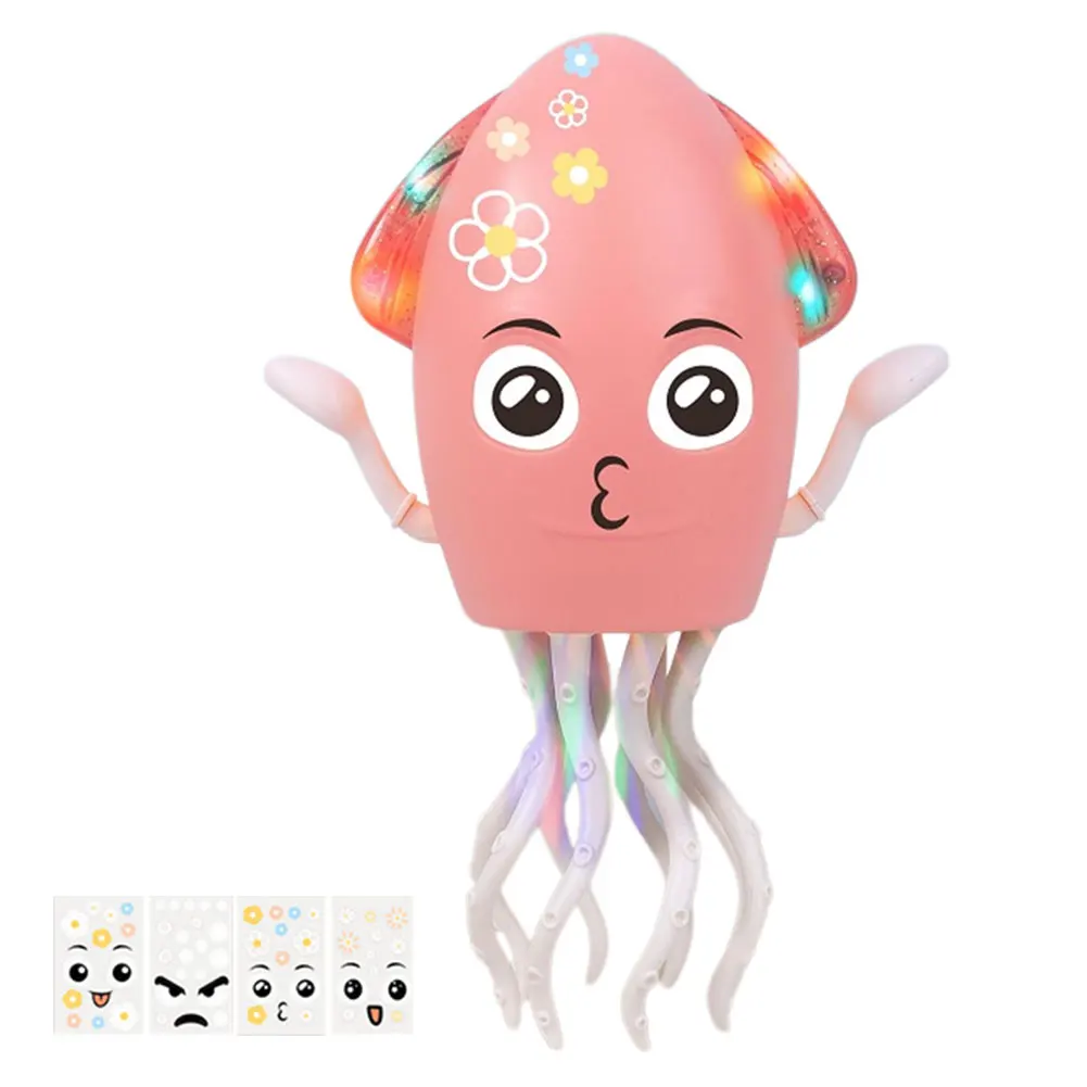 Cartoon Electronic Octopus Toy with Music & Light Education Toddler Octopus Toy Smart Obstacle Avoidance for Office Desk Decor