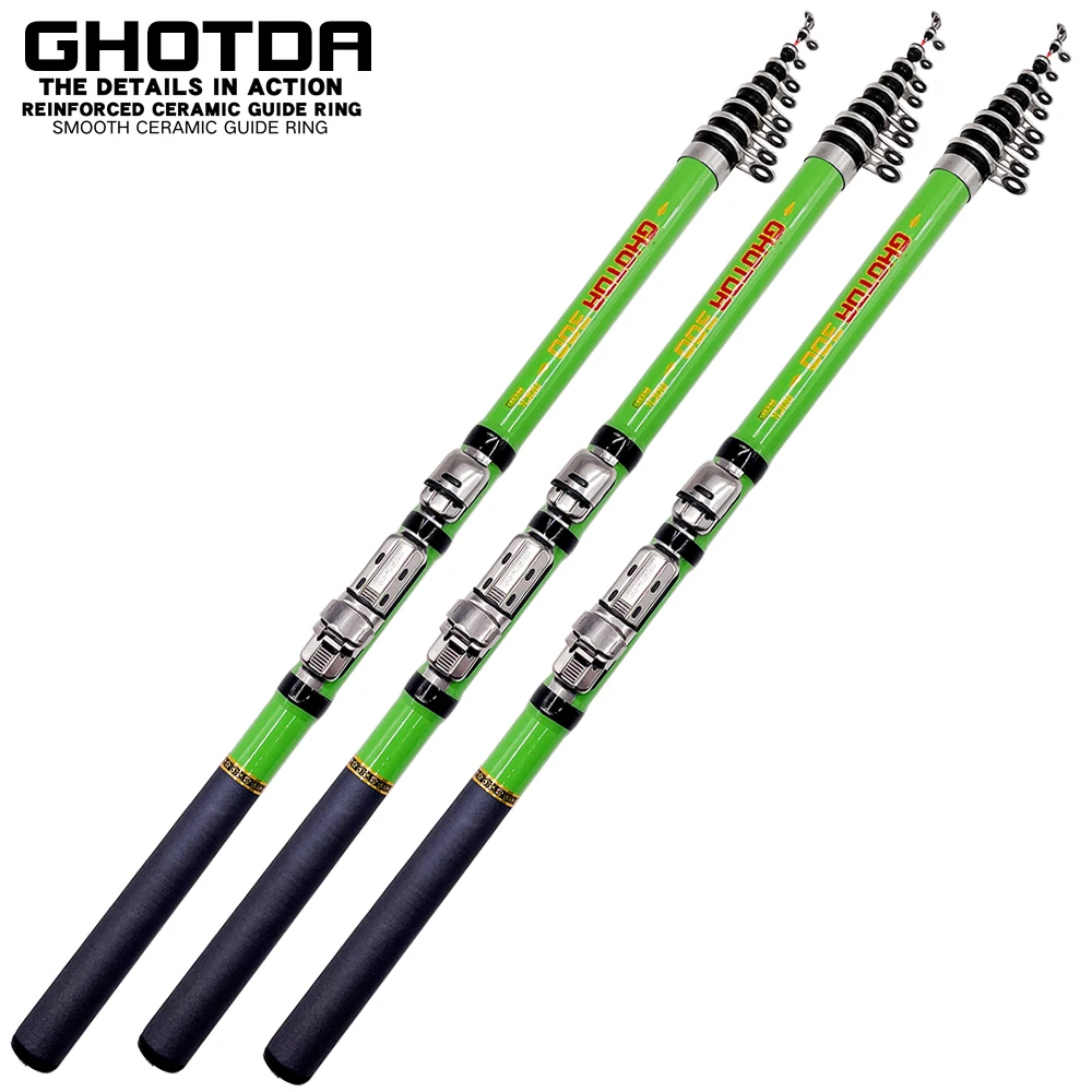 

GHOTDA Portable Carbon Fiber Rocky Fishing Rod 1.5M 1.8M 2.1M 2.4M 2.7M 3M Carp Telescopic Sea Fishing Surfing Feeder Outdoor