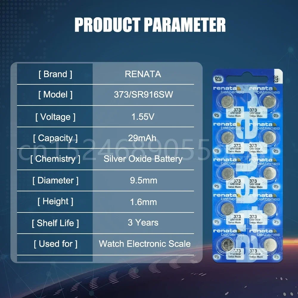 100% oryginalny nowy Renata 373 SR916SW 916 LR916 SR68 1.55V bateria z tlenku srebra do zdalnego sterowania kalkulator zegarków