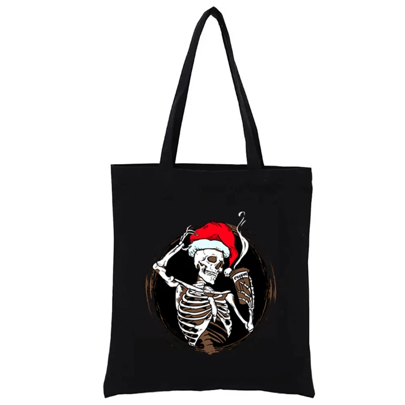 Creepy Christmas Graphic Shopping Bags Funny Tote Bag Handbags Women\'s Handbag Shopper Casual Totes Totebag Fashion Eco Canvas