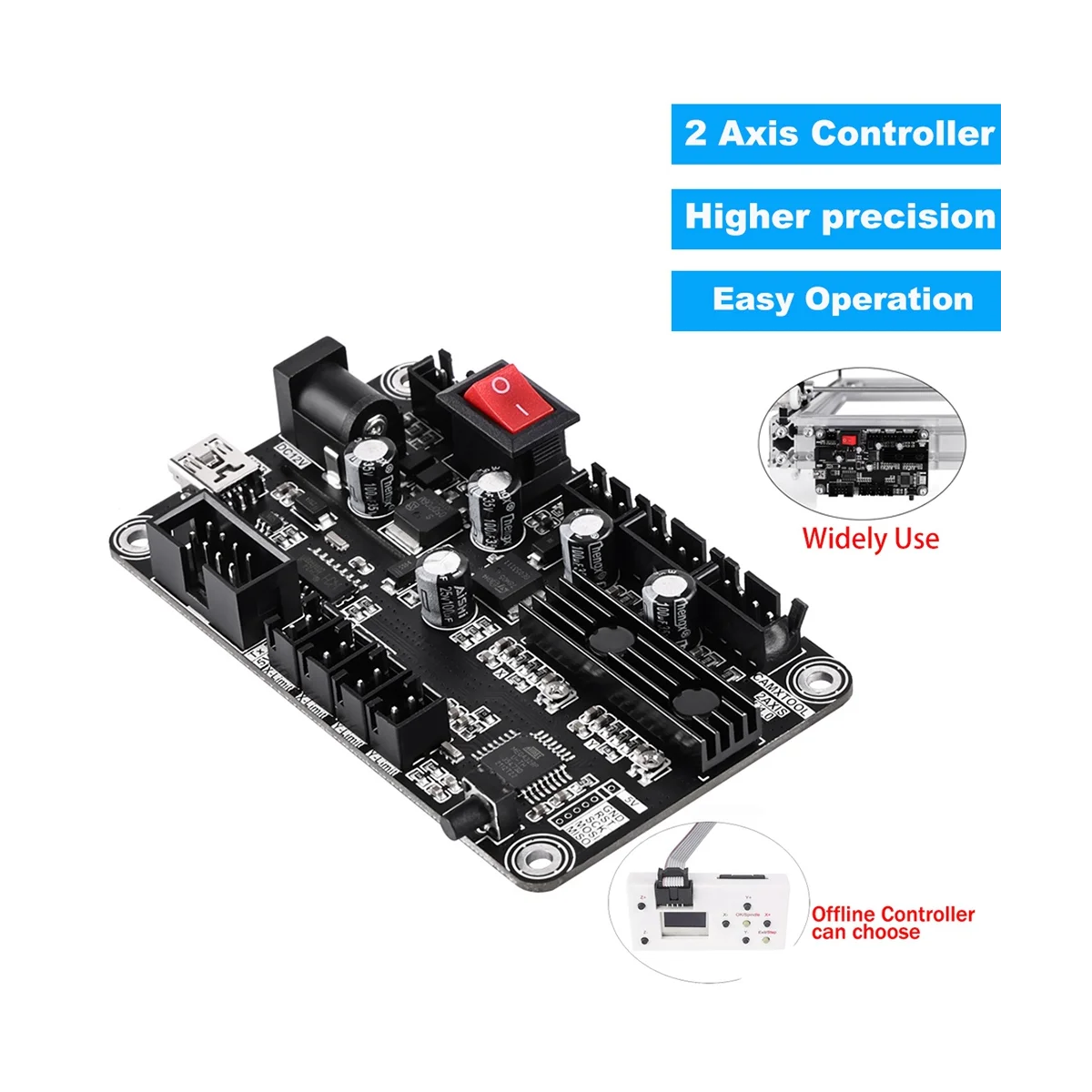 เครื่องแกะสลักเลเซอร์ CNC แบบ2แกนบอร์ดคอนโทรลเครื่องควบคุมออฟไลน์การ์ดควบคุมพอร์ต USB การ์ดควบคุม2แกน