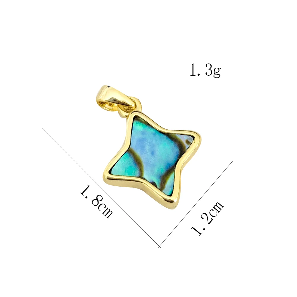 Natural Shell Gild Four Pointed Star Pendant Abalone Shell DIY Paua Mother of Pearl Charms Nacklace Earrings Jewelry Fittings