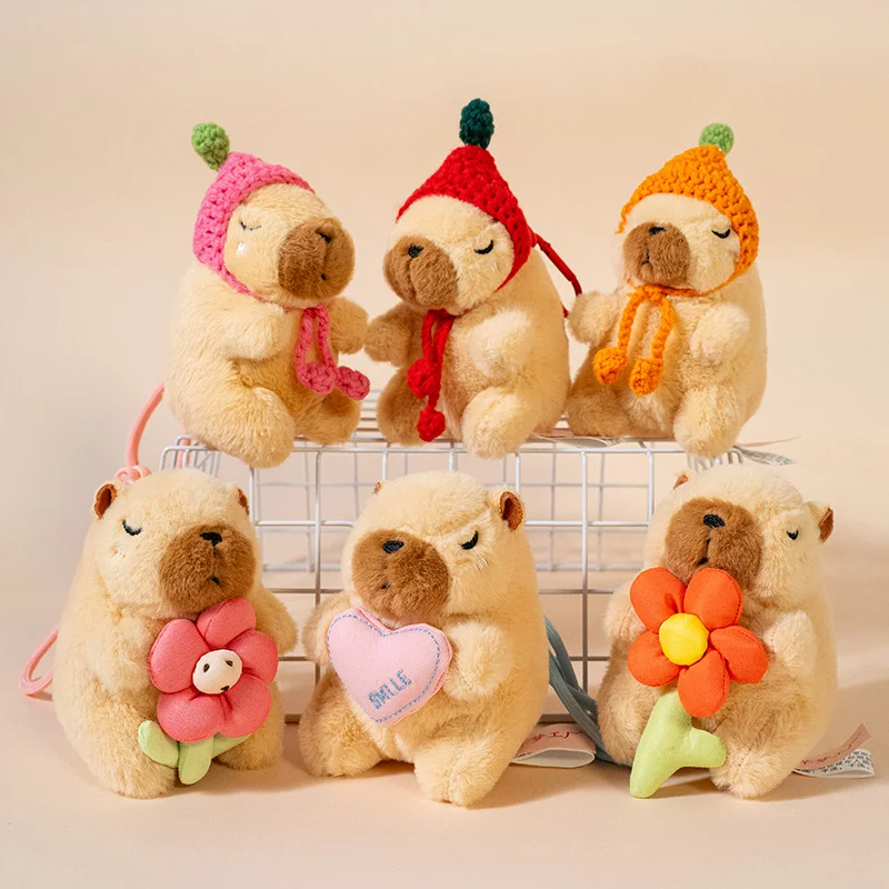 

Plush Toy Cute Capibala Doll Pendant Exquisite Capybara Stuffed Toy Fashion Women Bag Pendant key chains Car Hangings Keyring