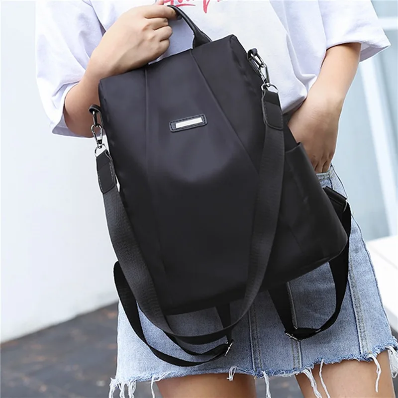 New Women\'s Multifunction Backpack Casual Nylon Solid Color School Bag For Girls Fashion Detachable Strap Travel Shoulder Bag