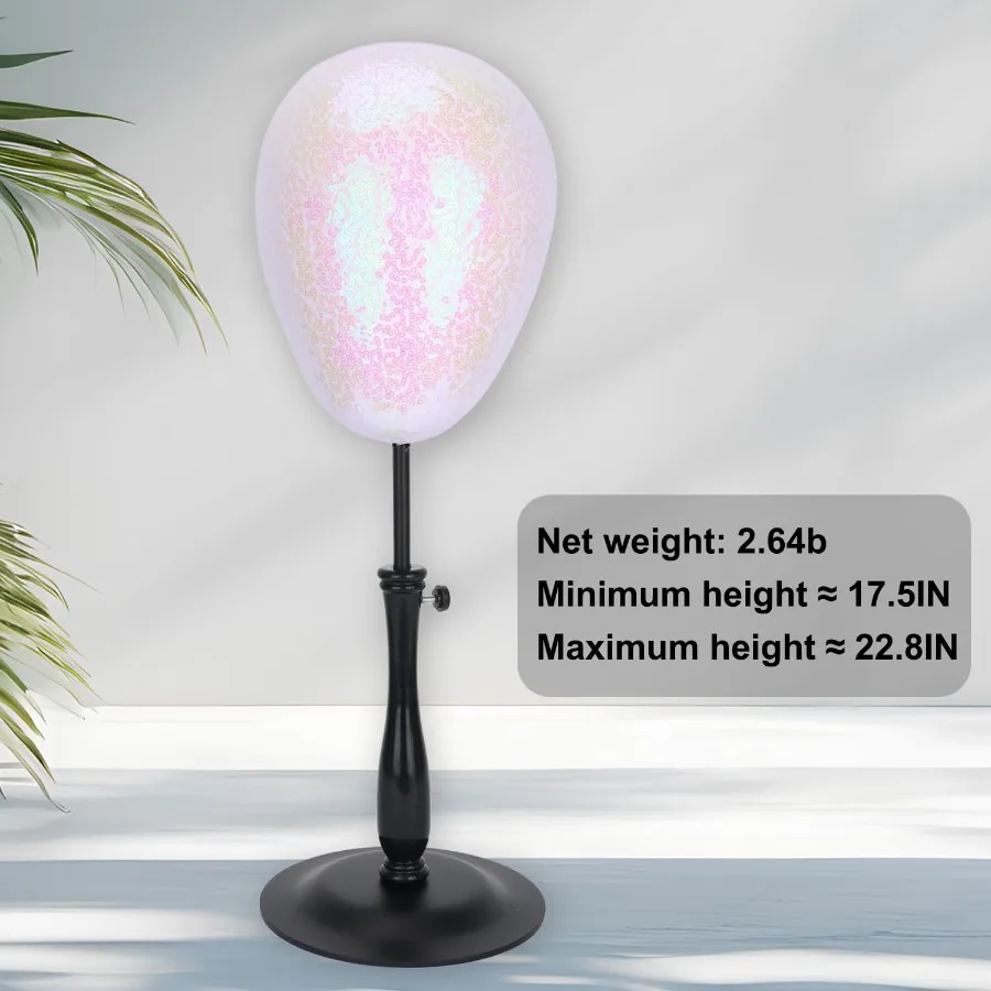 حامل رأس شعر مستعار قابل للتعديل لعرض القبعة والشعر المستعار مع حامل رأس عارضة أزياء لامع يتميز بقاعدة معدنية قابلة للسحب