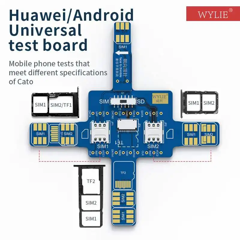 WYLIE Smartphone Sim Card Signal Universal Test Board SD Card Reader Tool For iPhone Samsung Huawei Xiaomi Android Phone