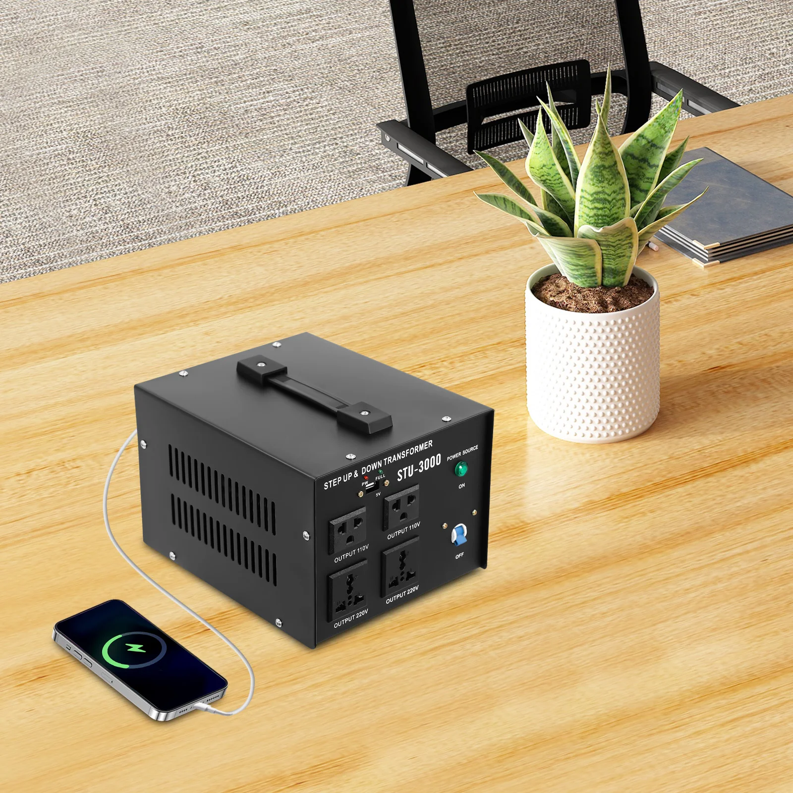 

3000W Step Up & Down Voltage Converter Transformer 110V to 220V/ 220V to 110V 3-Mode Output for Electronics, Heavy-Duty Machines