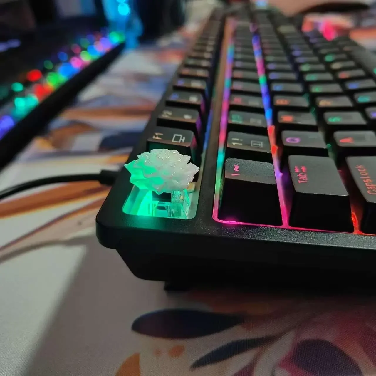 

Laser eight-petal blooming flower 17mm-esc-del key cap single cross personalized creativity