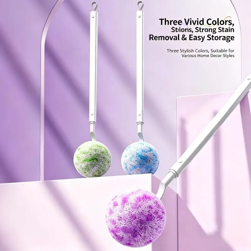 Multi-Functional Wall-Mounted Toilet Brush Set With Silicone Bristles And Holder, 3 In 1 Bathroom Cleaning Kit