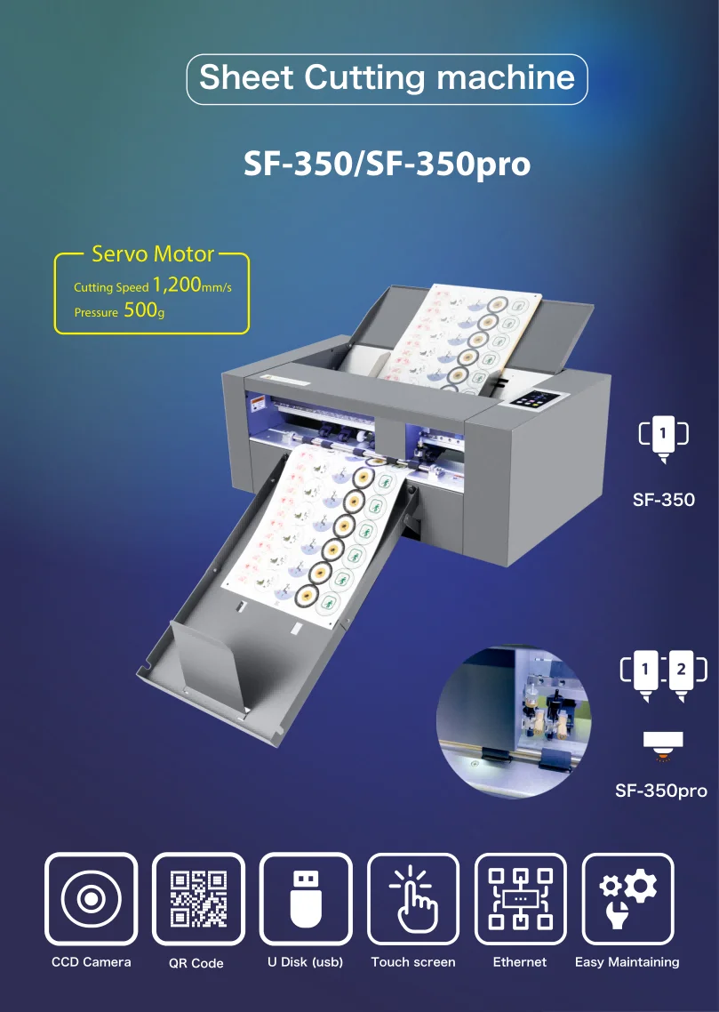 SF-350PRO A3 A3+ Sticker Sheet Label Color Box Creasing Die Cutter Desktop Sheet Label Sticker Half Cutting Machine