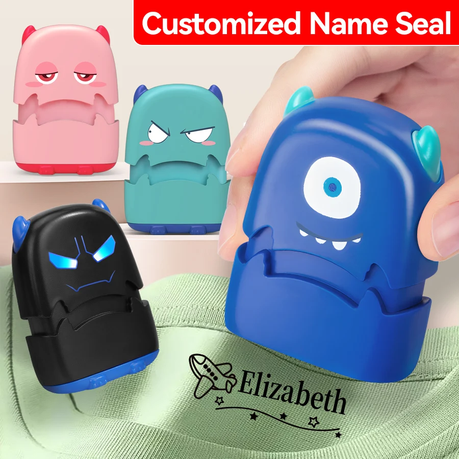 baby Name Seal Custom Student's book toy Stationery Name Stamp Kindergarten Clothes Waterproof school uniform Sticker Gift logo