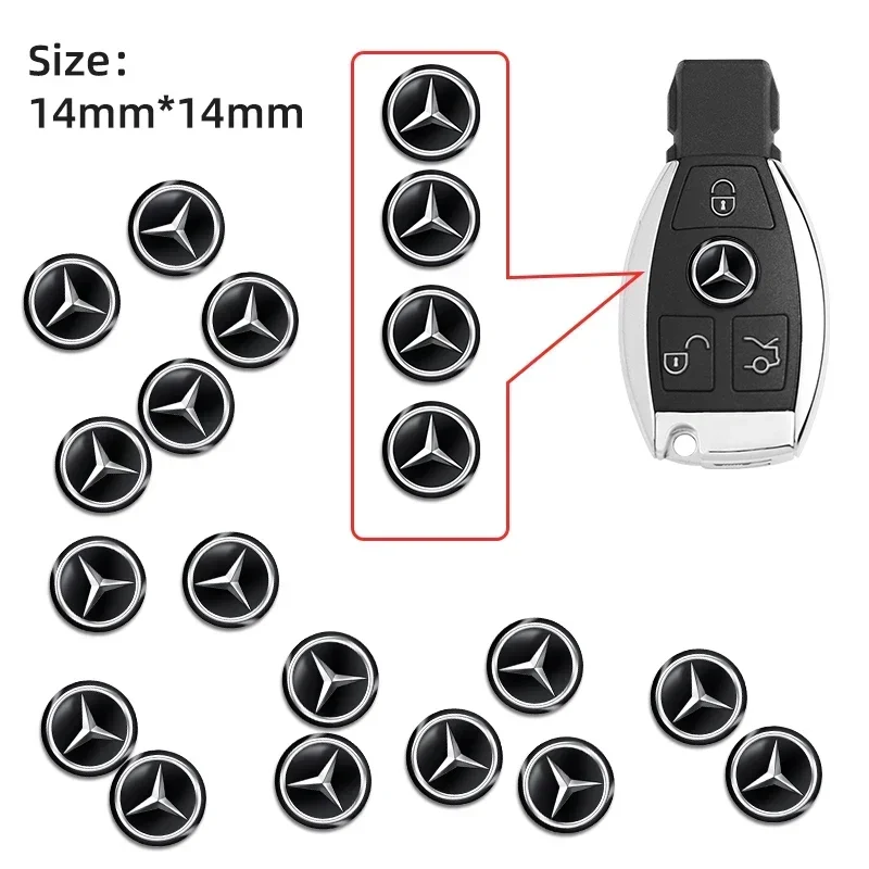 Pegatinas con Emblema para Llaves de Coche de 14 mm, Calcomanías con Logotipo para Llaves de Control, para Mercedes Benz CLS CLE GLB GLS EQC Brabus GLK GLE Clase A B C E S