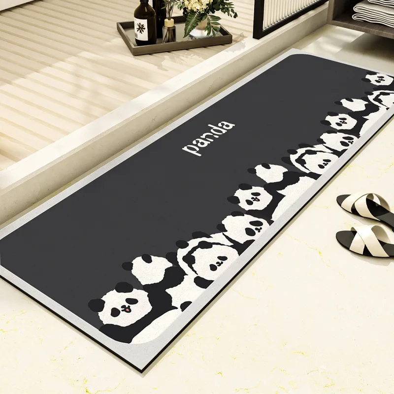 VIKAMA Cartoon Strip Bathroom Floor Mat Water Absorbing Kitchen Dirt Resistant Easy Clean Cloakroom Laundry Rug Home Decor