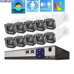 Gadinan 5MP POE Security Camera System Kit Two Way Audio 4K NVR Color Night Vision CCTV Outdoor IP H.265+ Video Surveillance Set