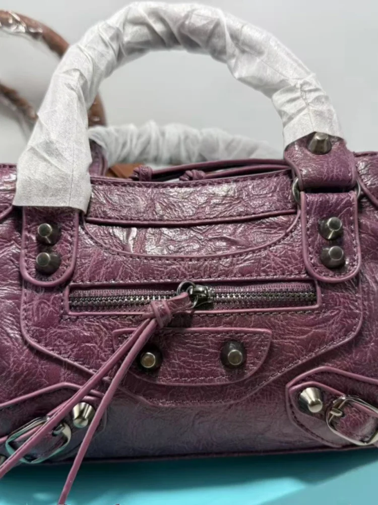 

2025 New Faion Motorcycle Casual Versatile Single oulder Handbag Women's Bag Soft Briti Sle Iron Hardware Zipper Closure