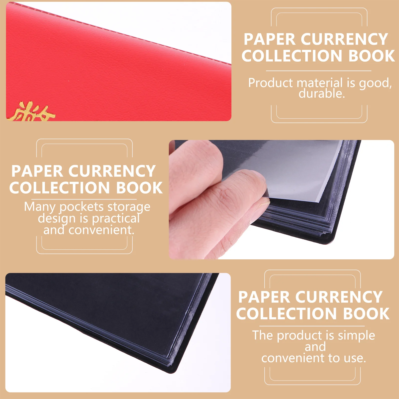 حافظة حامل نقود ورقية من مادة PVC مقاومة للغبار ومتعددة الجيوب لتخزين ألبوم مجموعة الأوراق النقدية وكتاب منظم محمول