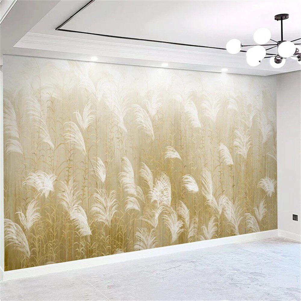 Custom Nordic Reed Grass photo wallpapers Living Room Landscape Painting TV Background papel de parede 3d Stickers Wall Paper