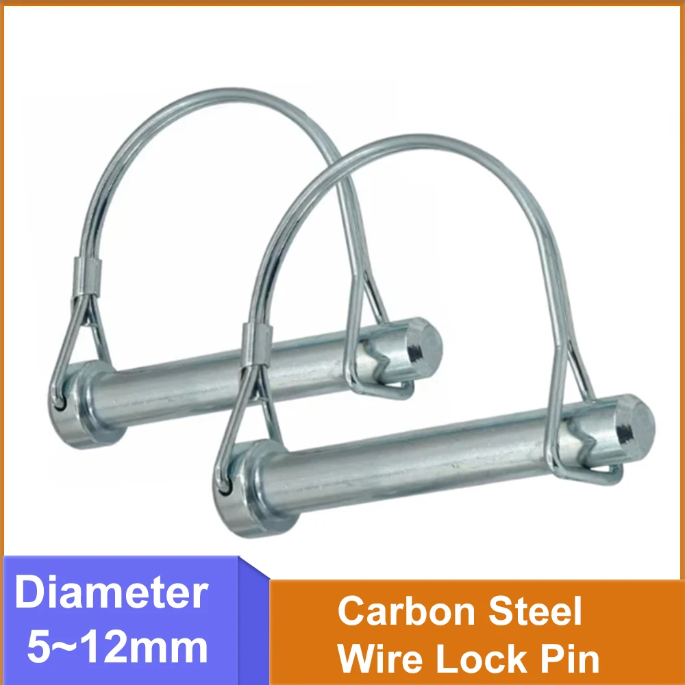Carbon Steel Wire Lock Pin D‑Type Trailer Coupler Dia 5~12mm Heavy Duty Spring Locking Cylinder Shaft Pins Quick Release Ring