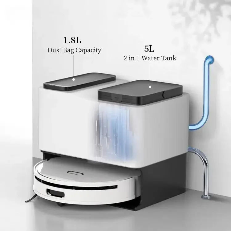 Ro bot Aspiradora Floor Cleaning Ro bot 5000pa Rotary Smart Rob ot Vacuum Cleaner With Self-Emptying Dustbin Mopping Function