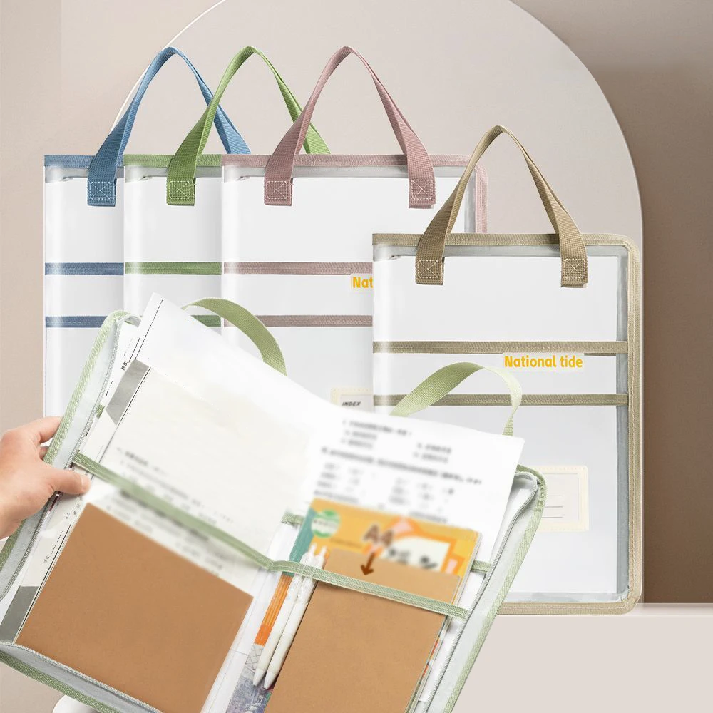 

A3/A4 Zipper Bag Subject Classification Bag Document Bag Large Opening Transparent Book Storage Bag
