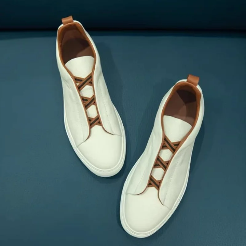 

Мужские кожаные лоферы в британском стиле, белые, на плоской подошве, ручной работы, повседневные, для бизнеса, мужские туфли-слипоны