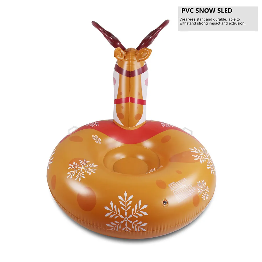 

1Pcs Deer Snow Tube Inflatable PVC Snow Sled Tube High Abrasion Resistance Comfortable Sealed Design Perfect Gift for Ice Lovers