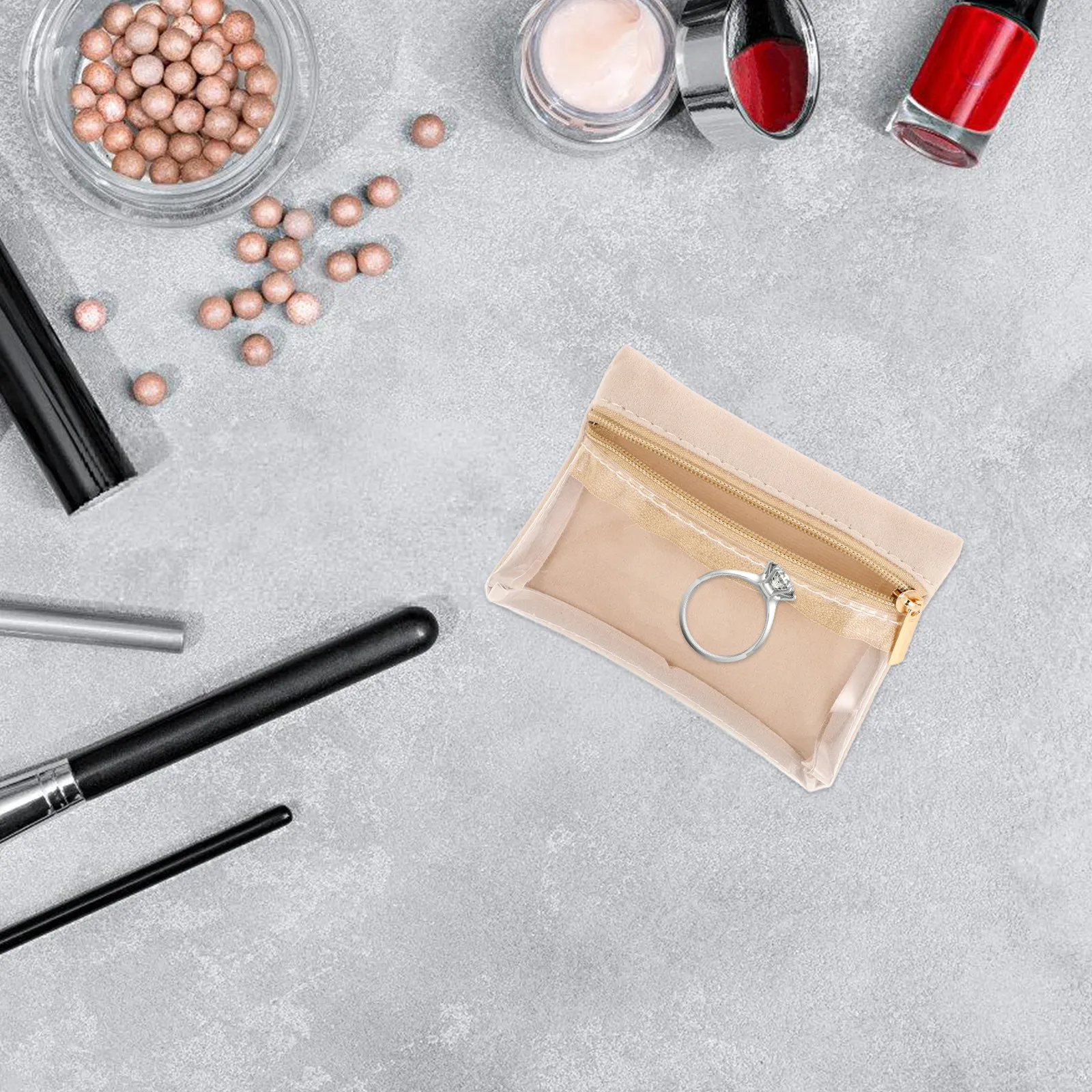 

Mini Jewelry Storage Pouch Clear Zipper Pockets Travel Organizer Case for Earrings Rings Bracelets Small Travel Jewelry Bag