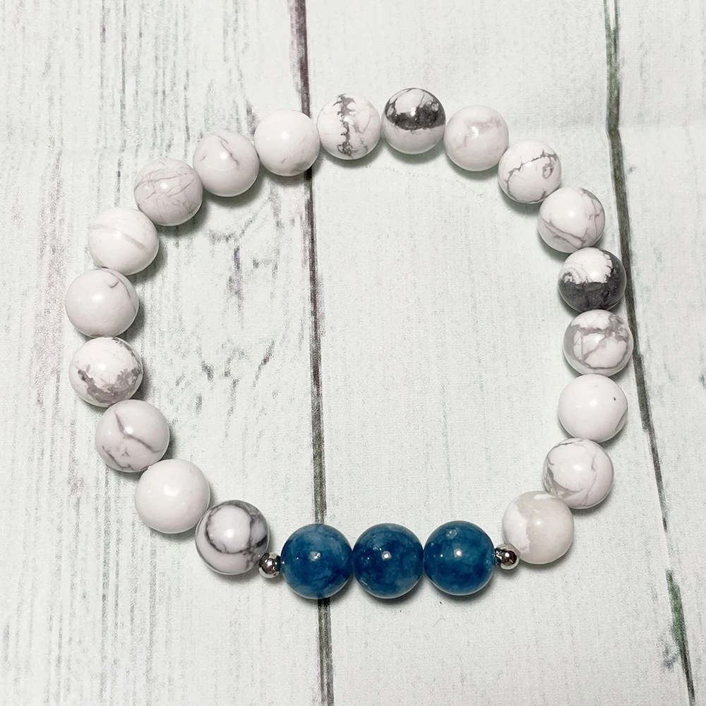 Ruberthen 8 MM AAA Grade Blue Apatite Howlite Bracelet Womens Mens Natural Gemstone Handmade Wrist Mala image 5