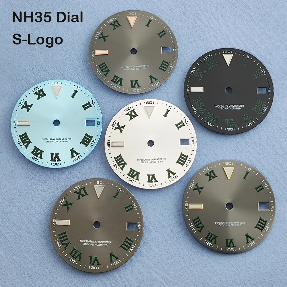 28.5mm NH35 Dial watch S dial Wimbledon style Roman numeral daily dial suitable for NH35/36 movement watch replacement parts