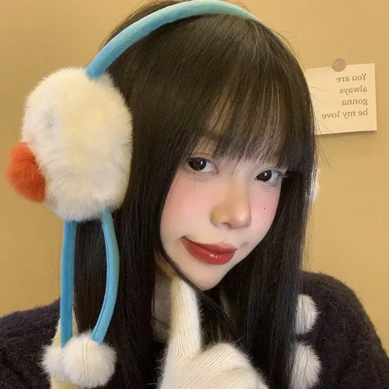 Earmuffs fofos de boneco de neve para mulheres, tampões de pelúcia, cobertura de ouvido, manter aquecido, anticongelante, acessórios de ciclismo, fofos, kawaii, proteção contra frio