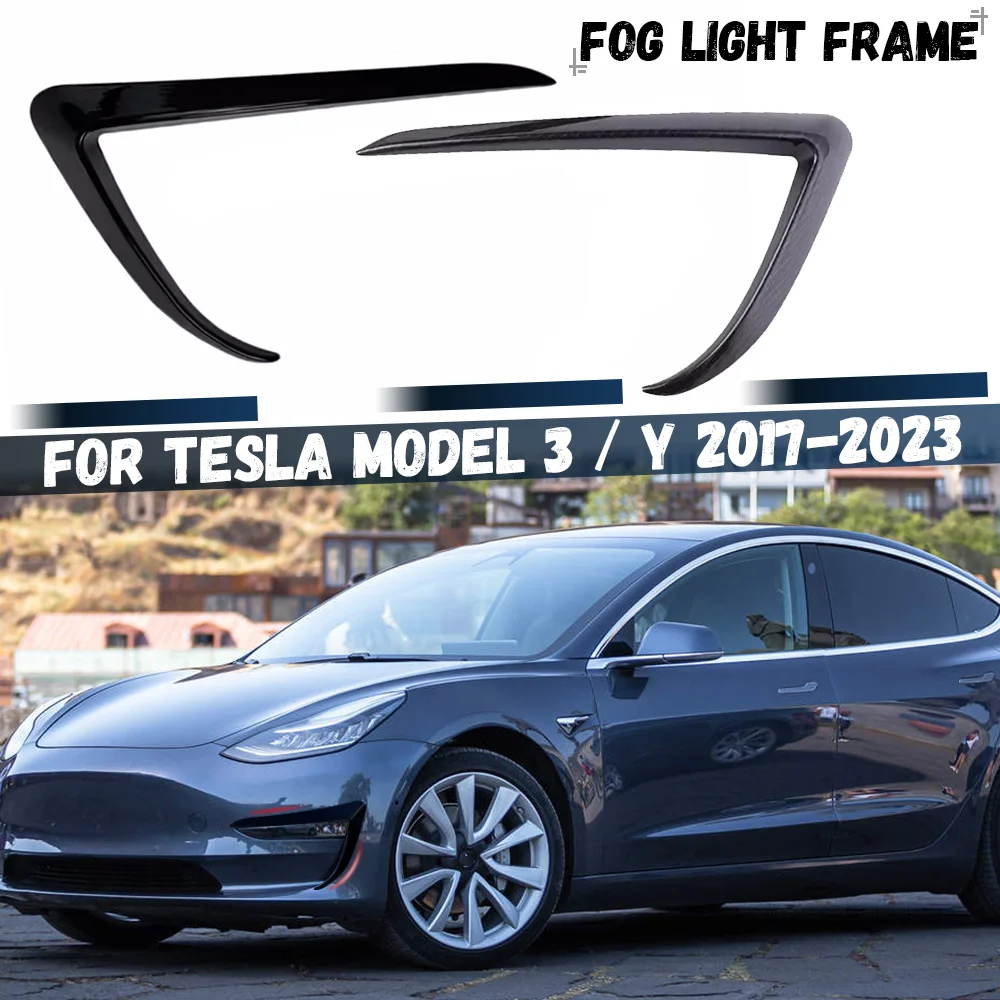 For Tesla Model 3 Y 2017 2018 2019 2020 2021 2022 2023 Front Bumper Fog Light Frame Grille Trim Decoration Body Kit